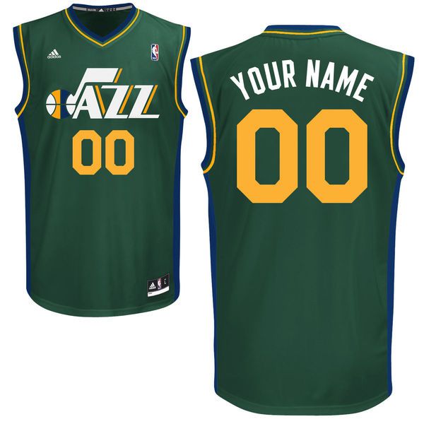 Adidas Utah Jazz Youth Customizable Replica Alternate Green NBA Jersey->->Custom Jersey